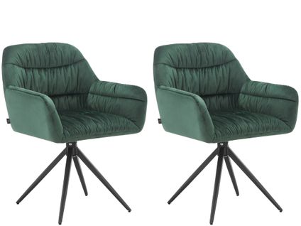 Tokyo-lot De 2 Chaises De Salle à Manger En Velours Vert Foncé