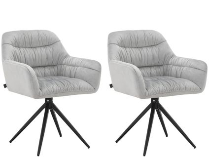 Tokyo-lot De 2 Chaises De Salle à Manger En Velours Gris Clair