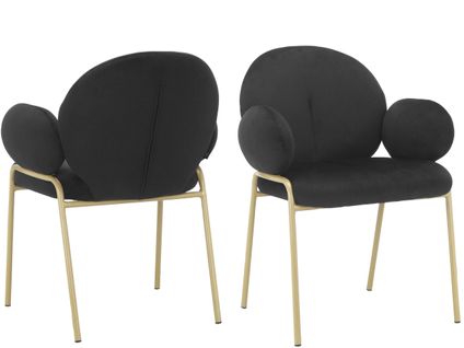 Iwama-lot De 2 Chaises De Salle à Manger En Velours Noir