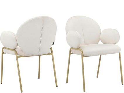 Iwama-lot De 2 Chaises De Salle à Manger En Velours Crème