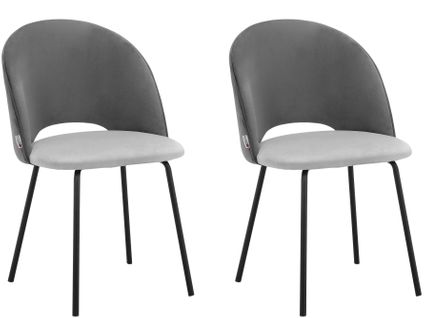 Nagoya-lot De 2 Chaises De Salle à Manger En Velours Gris Anthracite