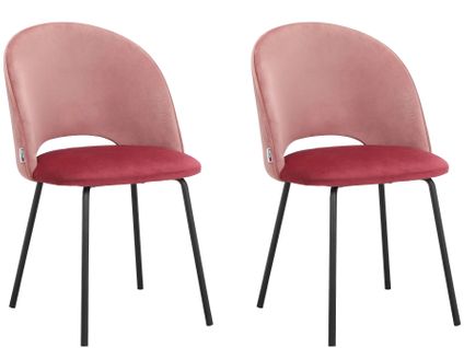 Nagoya-lot De 2 Chaises De Salle à Manger En Velours Rose