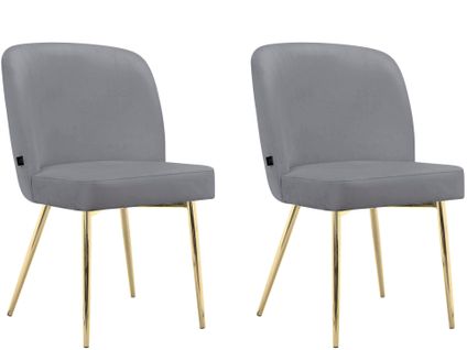 Nagano-lot De 2 Chaises De Salle à Manger En Velours Gris