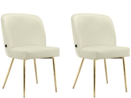Nagano-lot De 2 Chaises De Salle à Manger En Tissu Crème
