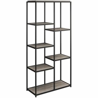 Quincy - Bibliothèque à 5 Étagères En Effet Chêne Gris