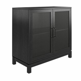 Tess-meuble Bas à 2 Portes Effet Bois Noir