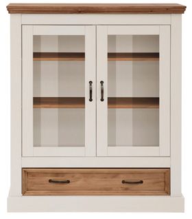 Selma - Vitrine Avec 2 Portes Et 1 Tiroir En Pin Blanc