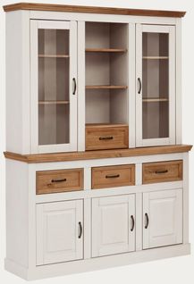 Selma - Buffet 3 Portes 3 Tiroirs 2 Portes Vitrées 1 Tiroir