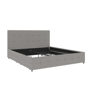 Rose-lit 180x200 Cm Avec 4 Tiroirs En Tissu Gris Clair