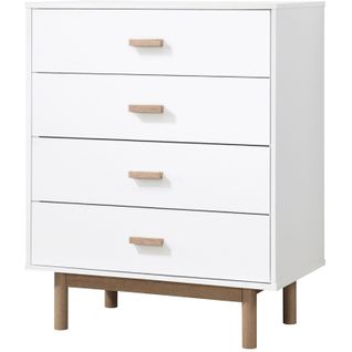 Melanie - Commode à 4 Tiroirs En Mélaminé Chêne Blanc