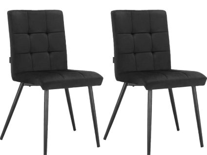 Sima-lot De 2 Chaises De Salle à Manger En Tissu Noir