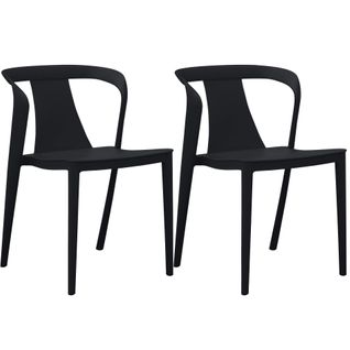 Aviva-chaise De Salle à Manger En Plastique Noir, Lot De 2
