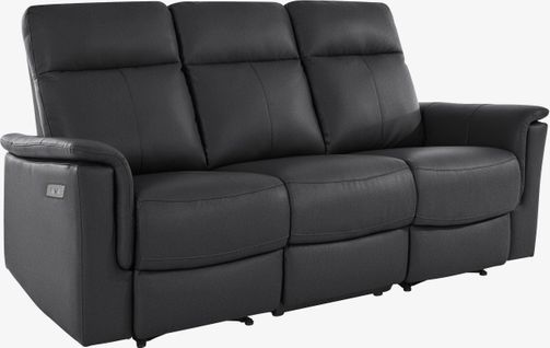 Southbrook-canapé 3 Places Électrique En Cuir Noir/pu