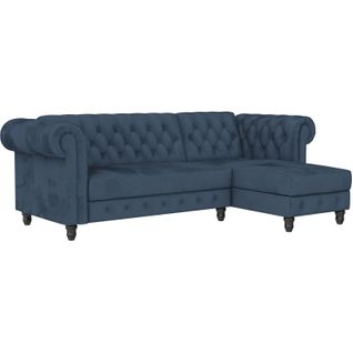 Felix - Canapé  D'angle 3 Places En Velours Bleu
