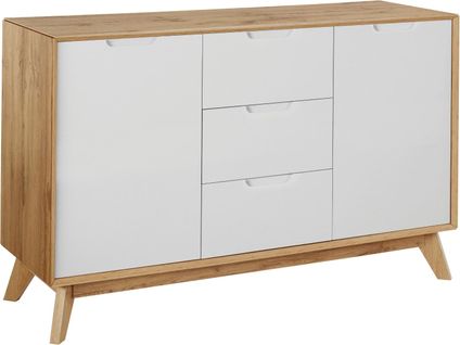 Ezra - Buffet Avec 2 Portes Et 3 Tiroirs à L'aspect Chêne / Blanc