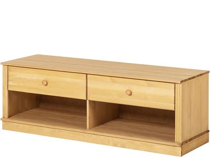 Anita-meuble Bas En Pin Avec 2 Tiroirs Et 2 Compartiments Ouverts