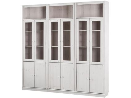 Anita-bibliothèque Avec Rangement En Pin Laqué Blanc