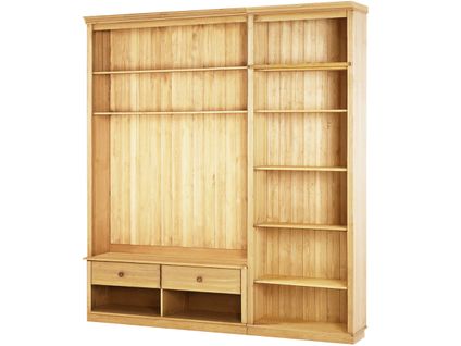 Anita-meuble Mural En Pin Comprenant Une Bibliothèque Et Un Meuble Bas.