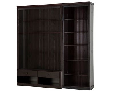 Anita-bibliothèque Avec Meuble TV Bas En Pin Brun Foncé