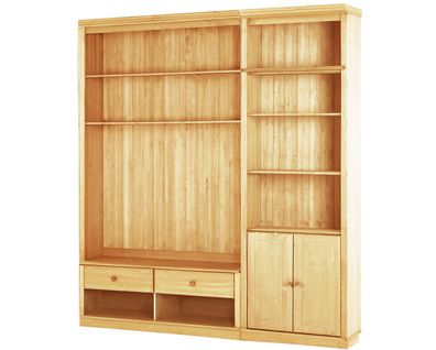 Anita-meuble Mural En Pin Comprenant Une Bibliothèque Et Un Meuble Bas.