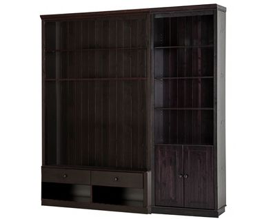 Anita-bibliothèque Avec Meuble TV Bas En Pin Brun Foncé