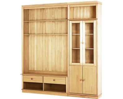 Anita-meuble Mural En Pin Comprenant Une Bibliothèque Et Un Meuble Bas.