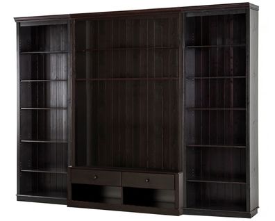 Anita-bibliothèque Avec Meuble TV Bas En Pin Brun Foncé