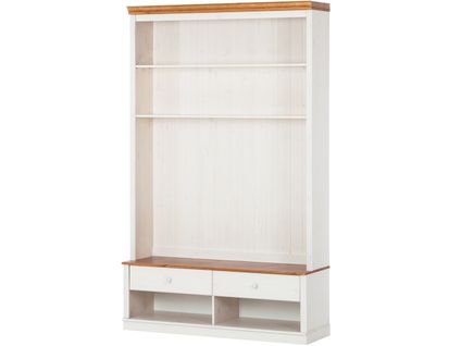 Anita-bibliothèque + Meuble TV Avec 2 Tiroirs En Pin Blanc / Miel