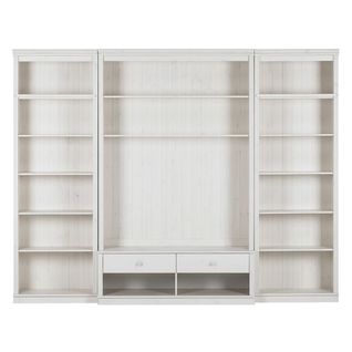 Anita-meuble Mural Avec 2 Bibliothèques Et 1 Meuble Bas En Pin Blanc