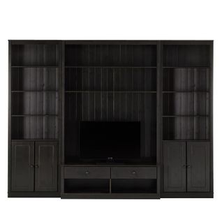 Anita-meuble Mural Avec 2 Bibliothèques Et 1 Meuble Bas En Pin Havane