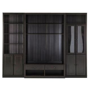 Anita-meuble Mural Avec 2 Bibliothèques Et 1 Meuble Bas En Pin Havane