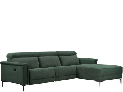 Lund-canapé 3 Places Avec 1 Fauteuil Relax Électrique En Vert Foncé Tissu