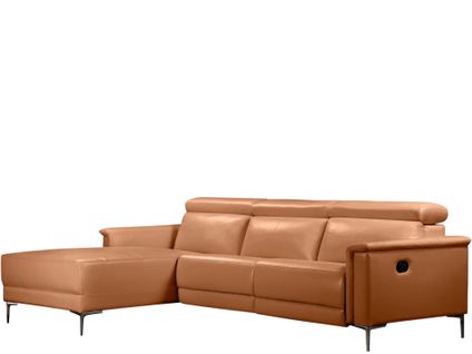 Lund-canapé 3 Places Avec 1 Fauteuil Inclinable Manuel En Pu Cognac