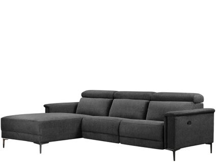 Lund-canapé Chaise Lounge Avec 1 Fauteuil Inclinable Manuel En Tissu Anthracite