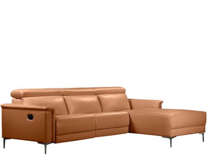 Lund-canapé 3 Places Avec 1 Fauteuil Inclinable Manuel En Pu Cognac