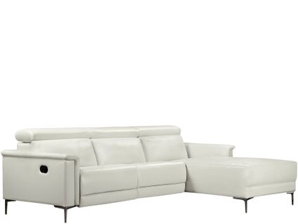 Lund-canapé D'angle 3 Places Avec 1 Relax Manuel En Pu Crème