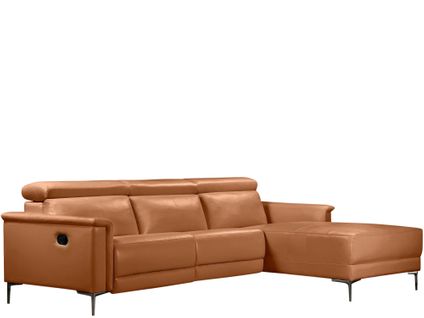 Lund-canapé 3 Places Avec 1 Fauteuil Inclinable Manuel En Pu Cognac