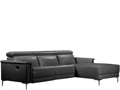 Lund-canapé Chaise Lounge Avec 1 Fauteuil Inclinable Manuel En Pu Noir