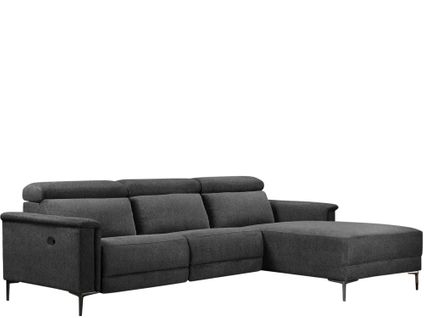 Lund-canapé Chaise Lounge Avec 1 Fauteuil Inclinable Manuel En Tissu Anthracite