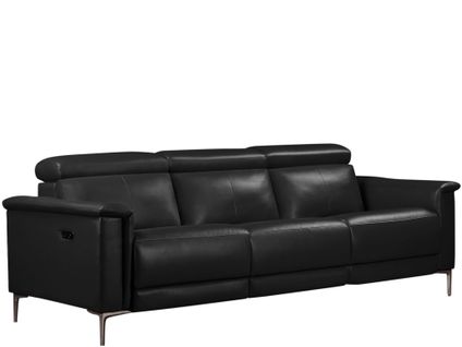 Lund-canapé 3 Places Avec 2 Fauteuils Électriques En Pu Noir