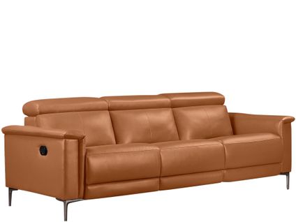 Lund-canapé 3 Places Avec 2 Inclinaisons Manuelles En Pu Cognac