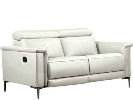 Lund-canapé 2 Places Avec 1 Fauteuil Inclinable Manuel En Pu Crème