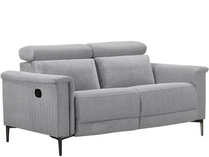 Lund-canapé 2 Places Avec 1 Fauteuil Inclinable Manuel En Tissu Gris