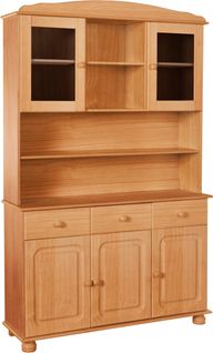 Mette - Buffet Avec 3 Portes, 2 Portes Vitrées Et 3 Tiroirs En Pin