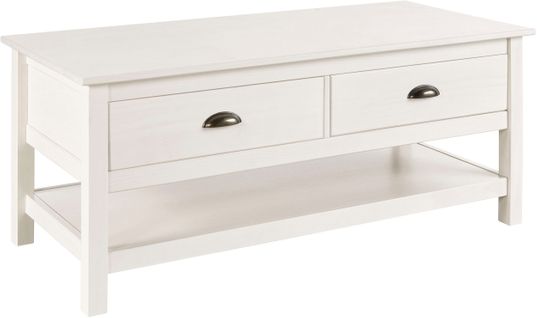 Harry-table Basse Avec 2 Tiroirs En Laque Blanche