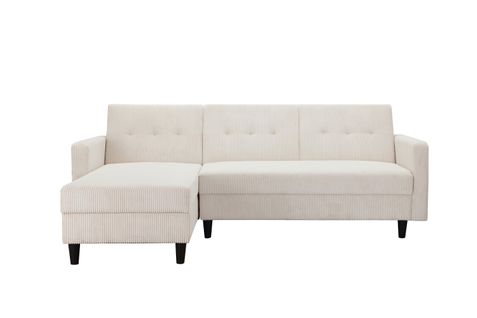 Hartford Ii - Canapé-lit 3 Places Avec Rangement En Tissu Crème