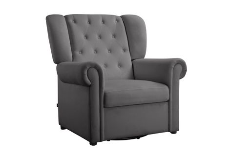 Lillyse - Fauteuil à Bascule Avec Fonction Pivotante En Velours Gris