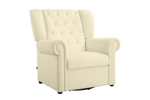 Lillyse - Fauteuil à Bascule Avec Fonction Pivotante En Velours Blanc Crème