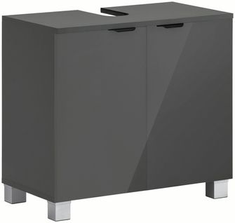 Atlas-meuble Sous Évier Avec 2 Portes Aspect Bois Gris