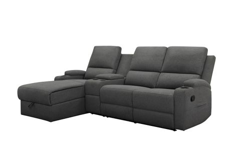 Dallas-canapé D'angle 3 Places Avec Rangement En Tissu Anthracite